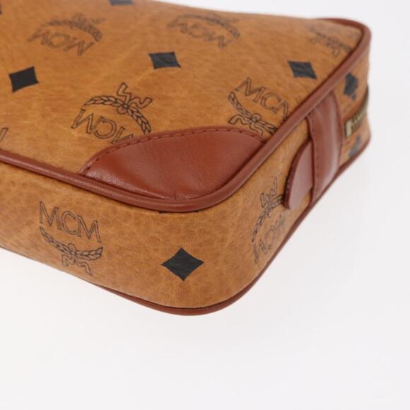 MCM Logogram Vicetos Clutch Bag PVC Leather Brown Gold Auth am9946